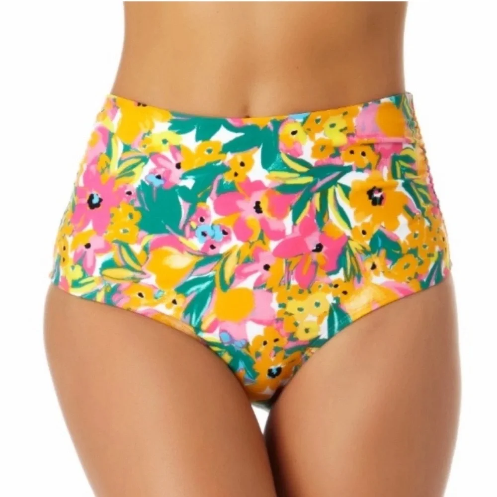 Anne Cole Floral Print Swimsuit Bottom Convertible Mid Rise Bikini XXL